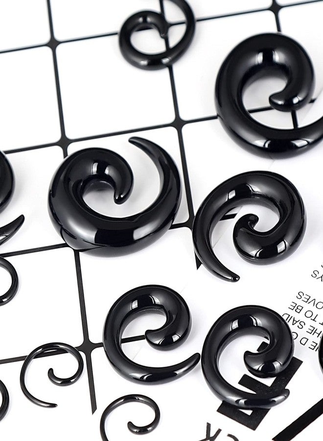 Qmcandy 9 Pairs Acrylic Spiral Taper Set Spiral Ear Stretching Kit Gauges 14G 12G 10G 8G 6G 4G 2G 0G 00G, Black - Image 4
